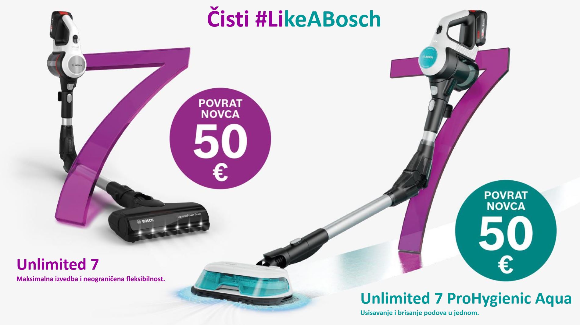 Čisti LikeABosch - Unlimited 7 i Unlimited 7 ProHygienic Aqua