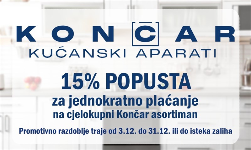 Končar 15% popusta za jednokratno plaćanje