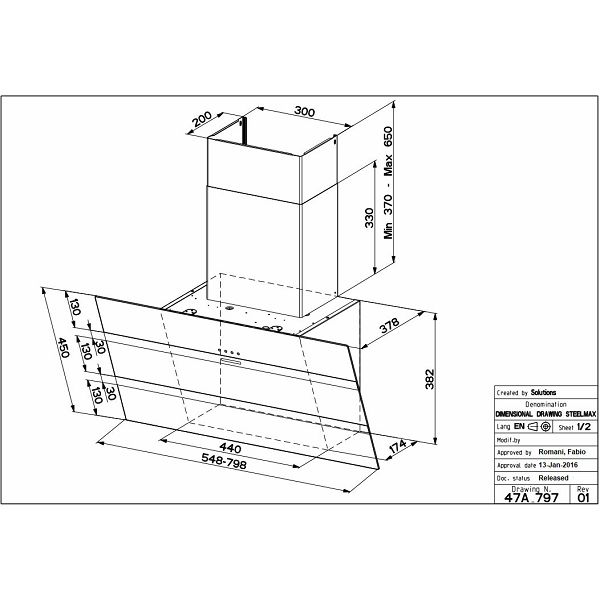 Napa Faber Steelmax EV8 LED WH/X A55 (730m3/h)
