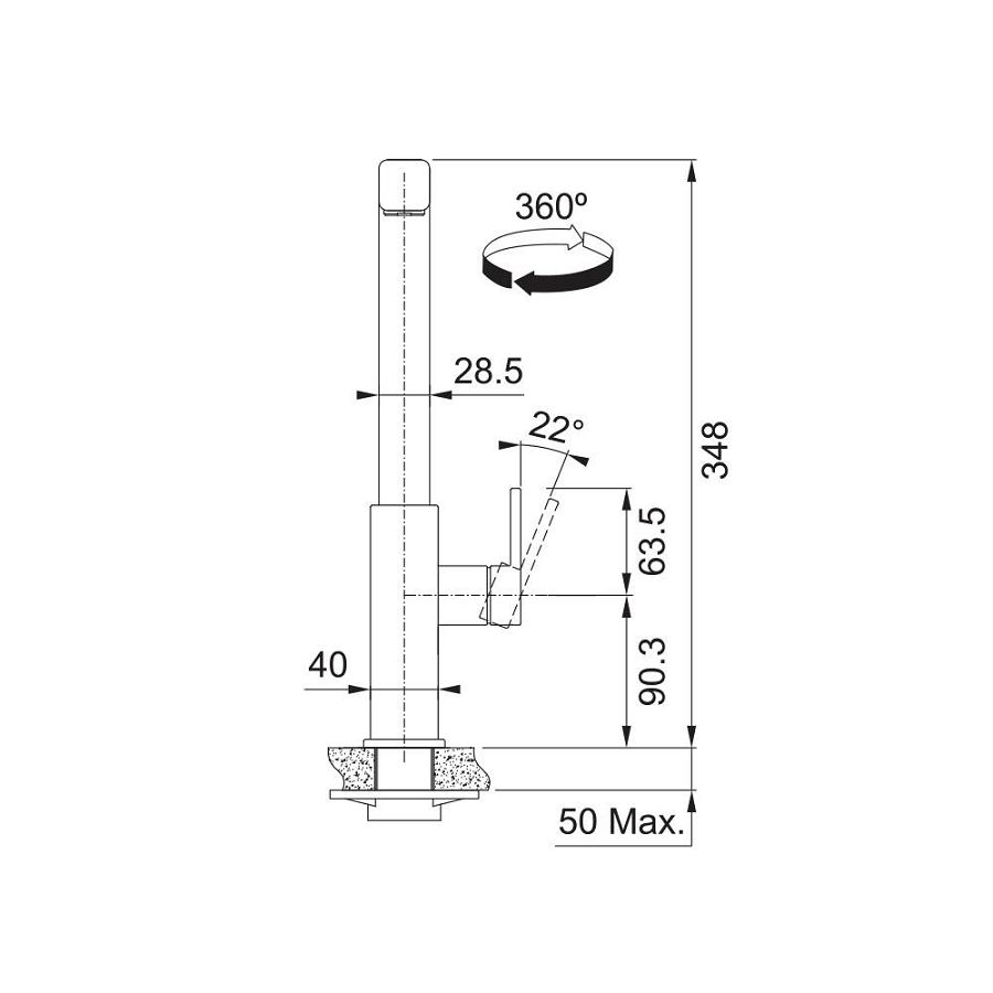 Slavina Franke Mythos-D VT Crni Inox 115.0550.442