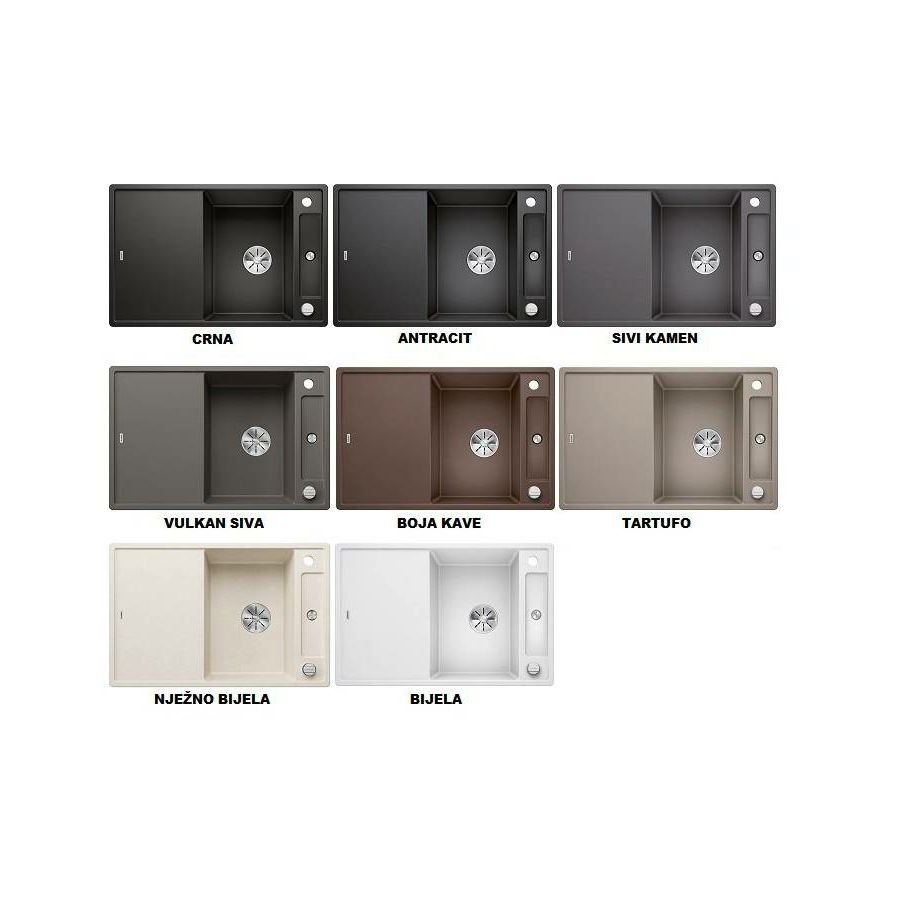 Sudoper Blanco Axia III 45S Silgranit, daska staklo, s dalj.