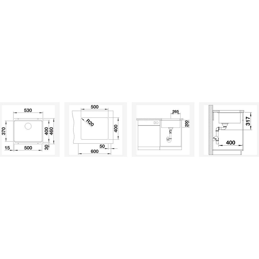 Sudoper Blanco Etagon 500-U silgranit bez daljinskog s priborom